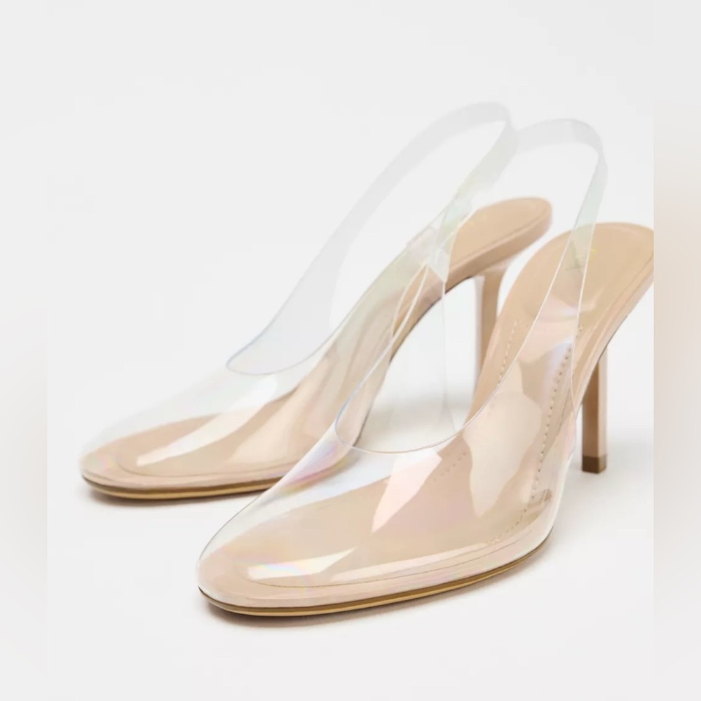 Vinyl heel Clear Slingback Pumps size 39/8 NWT - Picture 3 of 11